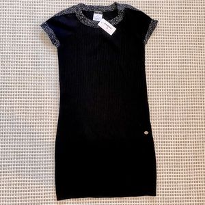 Beautiful Chanel Black Sweater Dress Short Sleeve